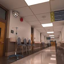 3d Model Hospital Hallway 3d Model In 2020 Hospital Interior Hospital Waiting Room Interior Design Projects