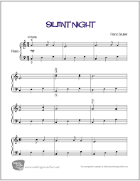 Glories stream from heaven afar, Silent Night Gruber Easy Piano Sheet Music Digital Print