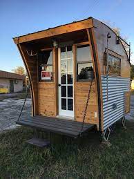 This Is An Affordable 8 5k Aero Tiny Cabin On Wheels It S For Sale For 8 500 Out Of Junction Tex Tiny House Camper Building A Tiny House Tiny House Trailer