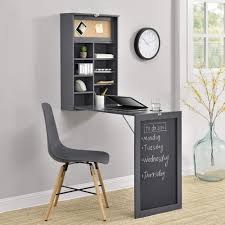 En Casa Klappschreibtisch Schreibtisch Zum Ausklappen Wandklapptisch Mit Tafel Und Pinnwand Dunkelgrau Amazo Wandtisch Grauer Schreibtisch Klappschreibtisch