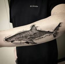 Sketched Out Shark Tattoo By Shane Olds Shark Tattoos Tattoos Body Art Tattoos