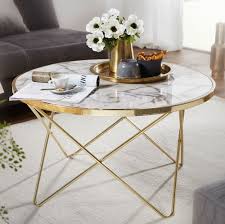 Echter marmor jetzt bei wayfair.de entdecken & kostenfrei ab 30 € liefern lassen. Wohnling Design Couchtisch Marmor Optik Weiss Rund O 85 Cm Gold Metall Gestell