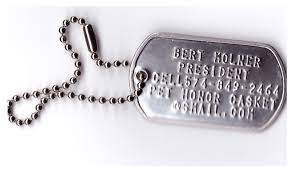 Clever Dog Tag Business Card His Business Is A Pet Casket Business Pet Caskets Dog Tags Dog Tag Necklace