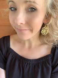 Rose Earring, Floral Statement Earrings, Gold Dangle Earrings, Gold Flower  Earrings, Gold Boho Earrings, Big Flower Earrings ALICE