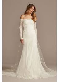 Long Sleeve Off Shoulder Sequin Lace Wedding Dress David S Bridal In 2020 Davids Bridal Wedding Dresses Long Wedding Dresses Sequin Lace Wedding Dress