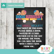 This adorable maternity top is perfect for the expecting baseball fan having a gender reveal party! Baseball Gender Reveal Book Request Cards D392 Baby Printables
