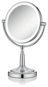 Afina 5x Round Led Lighted Table Top Magnifying Mirror Contemporary Makeup Mirrors By Afina Corporation