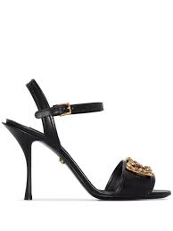 Dolce Gabbana Amore 90mm Logo Plaque Sandals Farfetch In 2020 Dolce And Gabbana Stiletto Heels Black Sandals