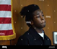 Wesley Murphy, 17, stands during his arraignment before Judge Harold  Fullilove in Essex County Superior Court, in Newark, N.J., March 21, 2003.  The case against Murphy, who is also known as Wesley
