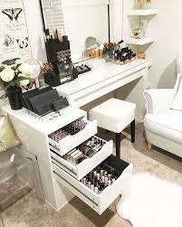 The bed frame, vanity desk, and stool are all upholstered in a luxe shade of royal indigo that creates consistency while also contrasting nicely with the coral pink walls. Instagram Photo By Vanity Collections May 27 2016 At 7 39am Utc Beauty Room Makeup Room Design Home