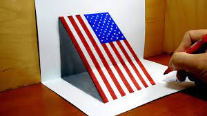 The white area represents where you will see the flag. How To Draw Usa Flag 3d Drawingtrick Art Youtube