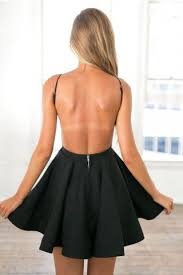 Black Skater Mini W Open Back Dress Summer Fashion Outfits Black Short Dress Backless Mini Dress