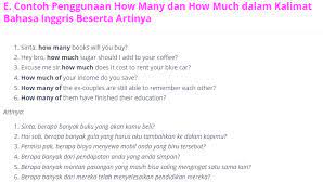 Many dapat digunakan dalam kalimat positif,negatif, dan kalimat pertanyaan : Materi Pelajaran Bahasa Inggris Smk 73 Penggunaan How Much Dan How Many