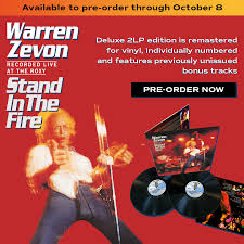 4.5 out of 5 stars. Warren Zevon Run Out Groove Is Offering A Limited Deluxe 2lp Edition Of Stand In The Fire Recorded Live At The Roxy That Is Available To Pre Order Here Through October