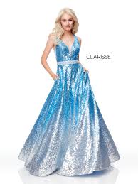3589 Sky Blue Ombre Sequin Prom Dress With A Beaded Belt Prom Dresses Ball Gown Blue Prom Dresses Long Lace Dresses Quinceanera Blue
