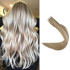 Full Shine Skin Tape In Hair Extensions 20 Inch Color 14 Dark Golden Blonde And 60 Platinum Blonde In Exte Tape In Hair Extensions Hair Extensions Extensions