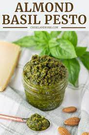Almond Basil Pesto Recipe Chisel Fork Almond Pesto Pesto Recipe Pine Nut Recipes