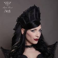 Buy Black Lace Gothic Victorian Costume Queen Crown Decorated With Crystals  Online in India