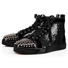 Black And Gold Boots Mens Christian Louboutin Lou Spikes Men S Flat In Black Gold Bronzo Modesens Christian Louboutin Men Mens Fashion Casual Shoes Cl Shoes