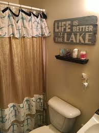 Diy Shower Curtain Lake Themed Bathroom Diy Bathroom Diy Shower Curtain Diy Shower Diy Bathroom