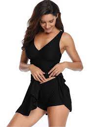 Beeachgirl Swim Dress Two Piece Skirt Swimsuit Ruched Retro Print Swimdress Bathing Suit Walmart Com Swim Dress Flounce Swimsuit Off Shoulder Bathing Suit