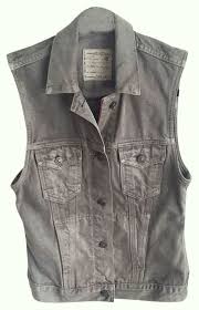 Allsaints Dun Gilet Grey Denim Biker Motorcycle Vest Size 8 Clothes Design Vest Grey Denim