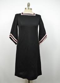 R K Original Vintage 70 S Retro Knit Shift Dress Black Pink Stripe Kimono Sleeve Shift Dress Black Knit Shift Dress Shift Dress