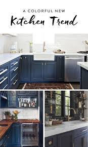 Used here inside the cabinets it can create a beautiful backdrop behind navy doors. 10 Trendy Navy Blue Cabinets You Ll Fall In Love With Kitchen Design Home Kitchens Kitchen Remodel