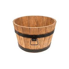 Round Wooden Barrel Planter H 31cm Dia 50cm Departments Diy At B Q Diy Wood Planters Diy Wooden Planters Wood Planters