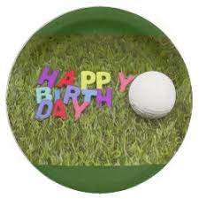 Happy Birthday Card To Golfer With Golf Ball Paper Plate Zazzle Com Golf Party Happy Birthday Golf Golf Party Favors
