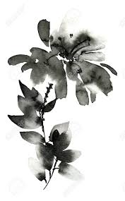 The pure white lotus flower, the only plant to fruit and flower simultaneously, emerges from the depths of the muddy swamp. Ink Painted Flower Hand Painted Illustration Of Flowers With Leaves Oriental Traditional Painting In Style U Sin Sumi E Stock Photo Picture And Royalty Free Image Image 104522602