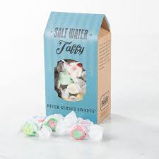 Taffy is a type of candy invented in the united states, made by stretching or pulling a sticky mass of boiled sugar, butter or vegetable oil, flavorings, and colorings, until it becomes aerated. Salt Water Taffy Treat Box 8oz Salt Water Taffy Salt And Water Treat Boxes