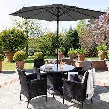 Check spelling or type a new query. Kemble 4 Seater Rattan Round Dining Set With Parasol Black Rattan Laura James