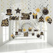 Amazon Com New Years Eve Party Hanging Swirls Decorations Glitter Black Gold Silver 2 New Years Eve Party New Year S Eve Celebrations Theme Party Decorations