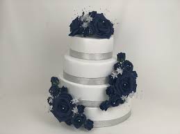 Ivy and clematis bouquet with blue silk wrap. Artificial Wedding Cake Topper Silver Flower Sprays 3 Piece