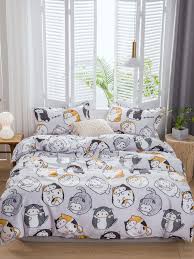 .print, halloween cat coloring sheet simple halloween cat coloring sheet for adults, pete the cat coloring sheet free kitty cat coloring sheet, printable kitten coloring pages pig coloring sheet. Cartoon Cat Print Bedding Set Without Filler Shein Usa Print Bedding Bedding Set Bed