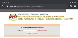Check spelling or type a new query. Semakan Tawaran Kolej Vokasional 2017