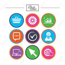 internet seo icons tick online shopping and chart signs anonymous