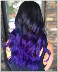Long curly hair with long side bangs part. 115 Extraordinary Variations Of Blue And Purple Hair For You