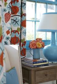Blue And Orange Curtains Cottage Bedroom Tracery Interiors Bedroom Orange Teal Living Rooms Orange Curtains