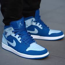 Air Jordan 1 Mid Blue Black And White Air Jordan 1 Mid Ice Blue Air Jordans Sport Shoes Fashion Casual Shoes