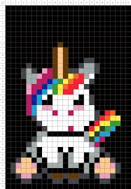 Un modèle de pixel art tête de licorne à imprimer gratuitement. Licorne Pixel Art