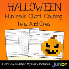 Color By Number Hundreds Chart Halloween Mystery Picture Worksheets