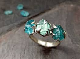 Neon Blue Apatite Raw Mint Green Apatite Three Gemstone Etsy Neon Blue Apatite Statement Ring Silver Jewelry
