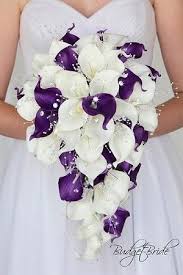 Cascading Purple And White Calla Lily Wedding Flower Brides Bouquet With Calla Li Purple Wedding Bouquets Calla Lily Wedding Flowers Calla Lily Bouquet Wedding