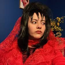 Emo Teen Girl Beetle Juice Character Premium Theatrical Cosplay Costume Wig 