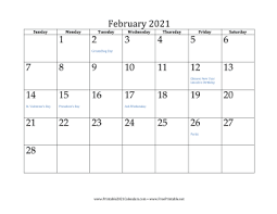 This blank february calendar printable is available in excel, word or pdf format. Printable February 2021 Calendar