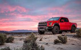 Download Wallpapers Ford F 150 Raptor 2019 Front View Exterior Sunset Evening New Red F 150 Pickup Truck Ford Besthqwallpapers Com Ford Raptor Ford Velociraptor Pickup Trucks
