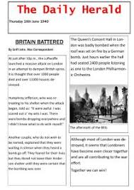 The newspaper reports teaching pack. Year 6 Blitz World War Ii St John S Ce Primary School