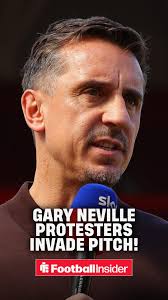 😱 Watch the shock moment anti-Gary Neville protesters invade the pitch  during Salford City's game against Oldham Athletic over recent comments.